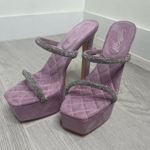 Lilac Platform Heels with Crystal Details | Lavender